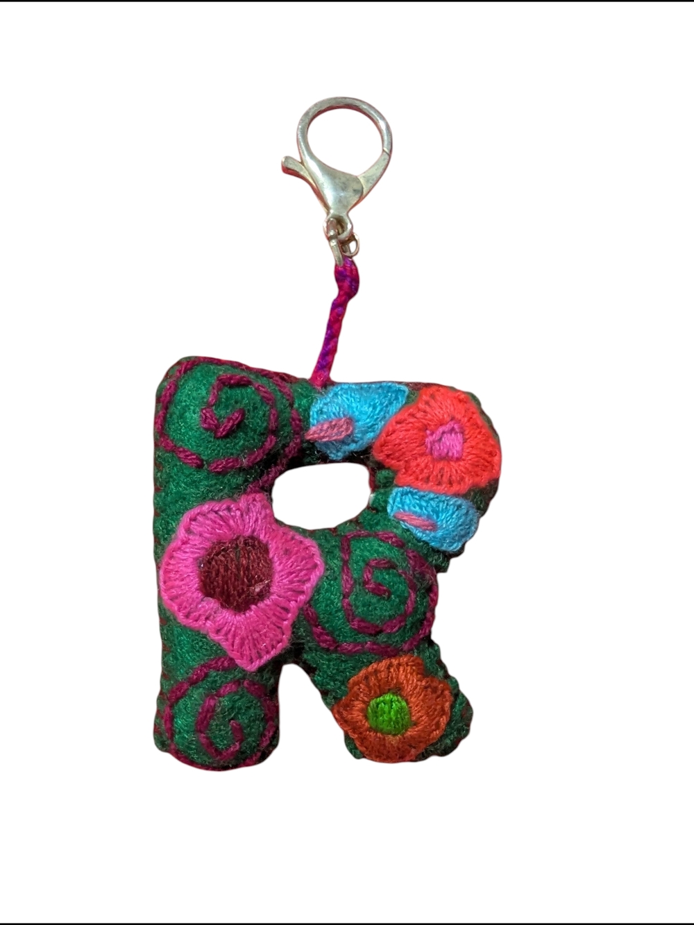 Handmade Felt Letter R Keychain Colorful Initial Bag Charm Embroidered